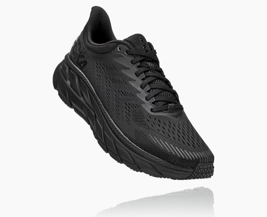 Running Shoes Mens - Hoka One One Clifton 7 - Black - HXLUFBT-78